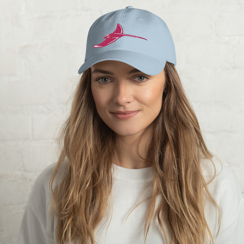 Silver Rays Hot Pink Ray Embroidered Dad hat