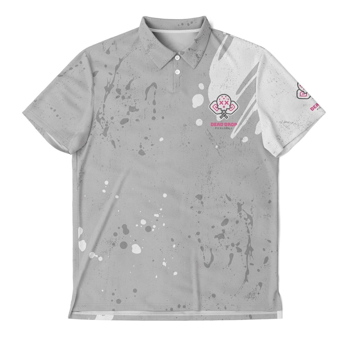 Dead Drop Men's - Light Grey-White Splatter Polo Shirt