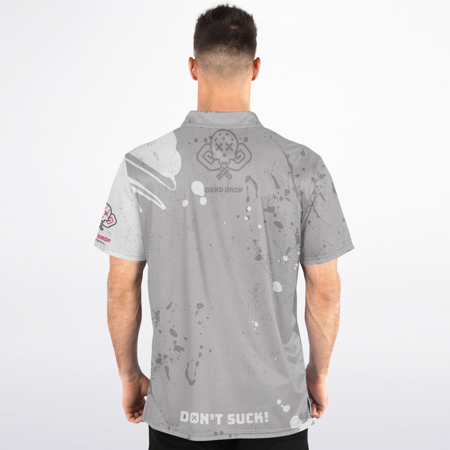 Dead Drop Men's - Light Grey-White Splatter Polo Shirt