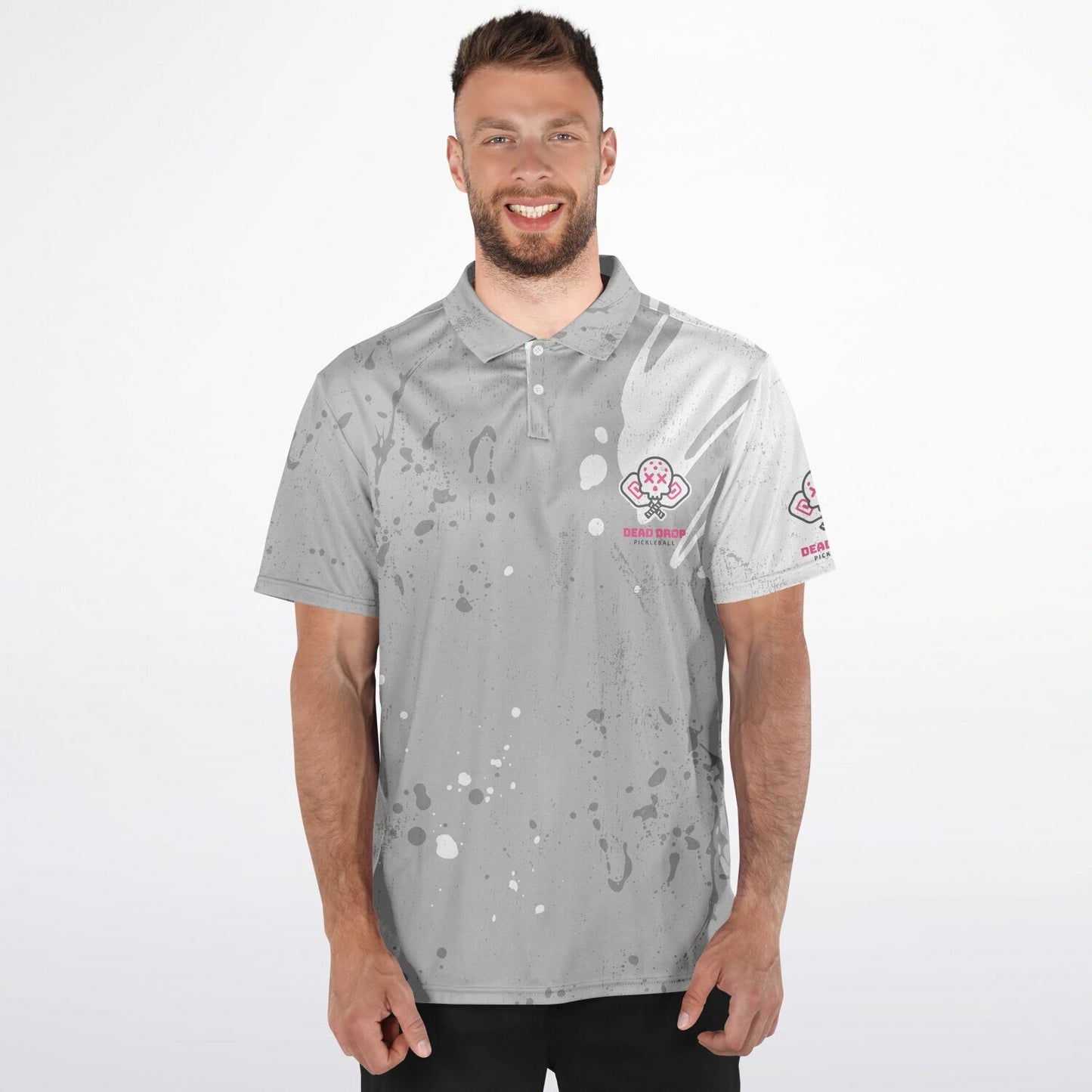 Dead Drop Men's - Light Grey-White Splatter Polo Shirt