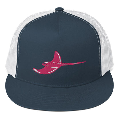 Silver Rays Pink Embroidered Flat Bill Trucker Cap