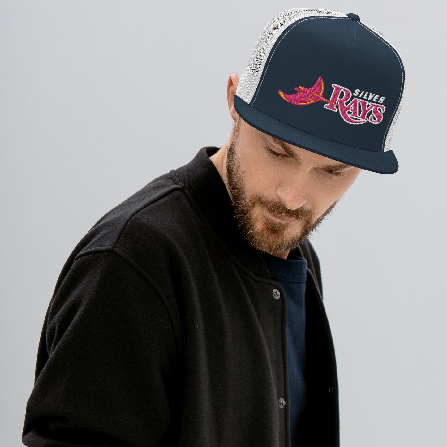 Silver Rays Pink Logo Trucker Cap