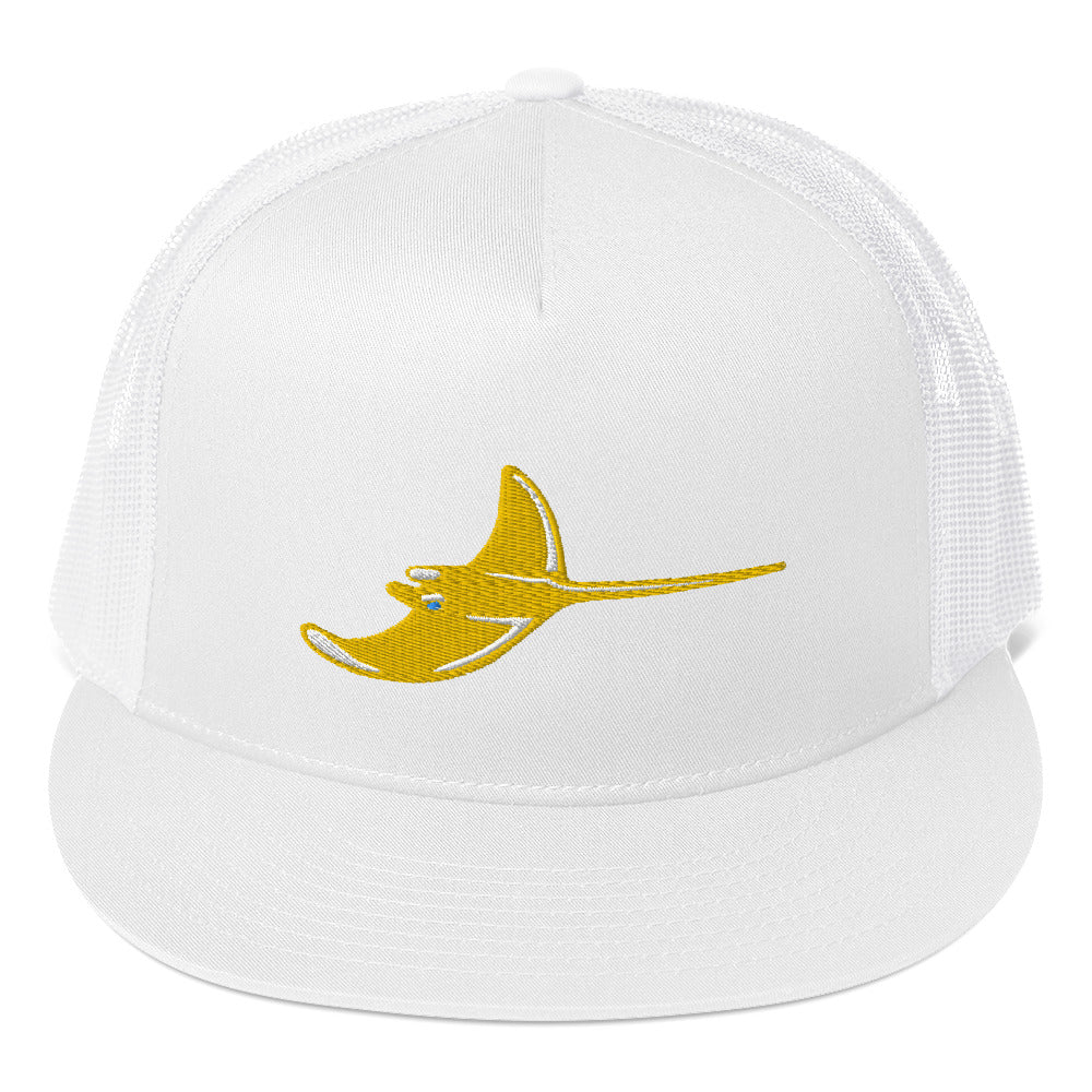 Silver Rays Pink Embroidered Flat Bill Trucker Cap