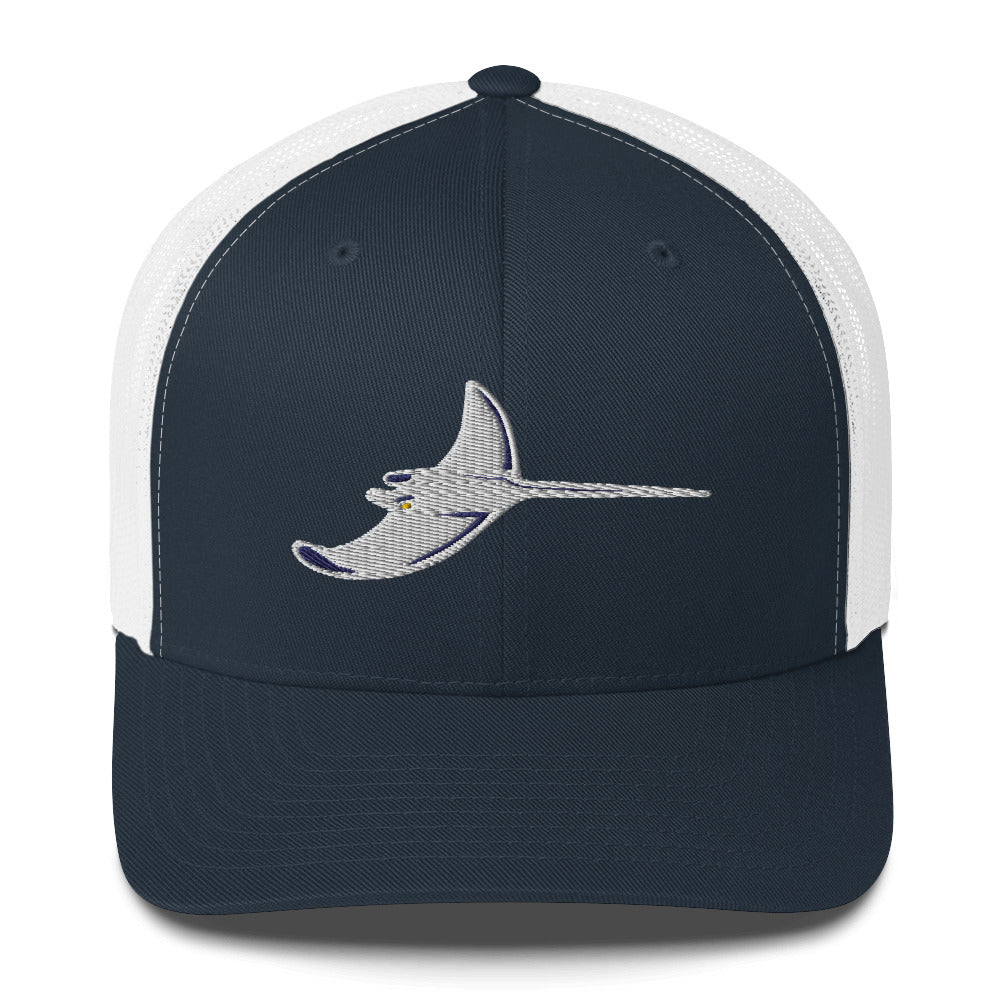 White Ray Embroidered Retro Trucker Cap - Silver Rays