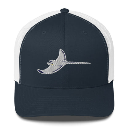 White Ray Embroidered Retro Trucker Cap - Silver Rays